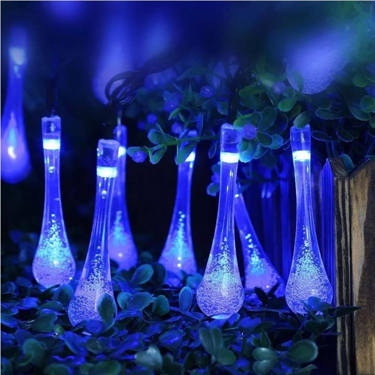 LED Solar String Light Water Drop String Fairy Light Outdoor Garden Christmas Party Solar Light Warm White IP65