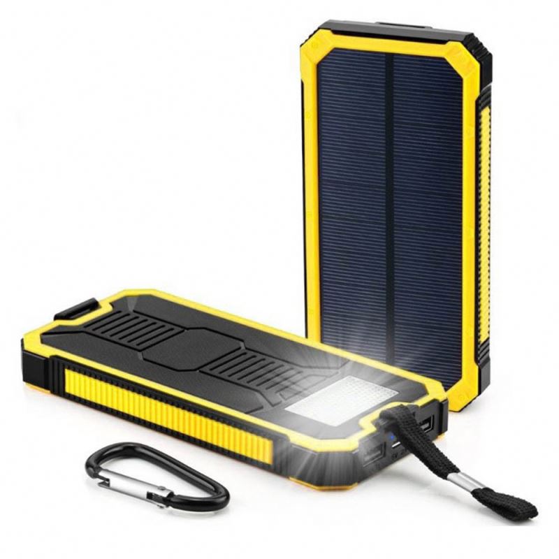 Waterproof solar camping power bank 10000mah portable phone charger