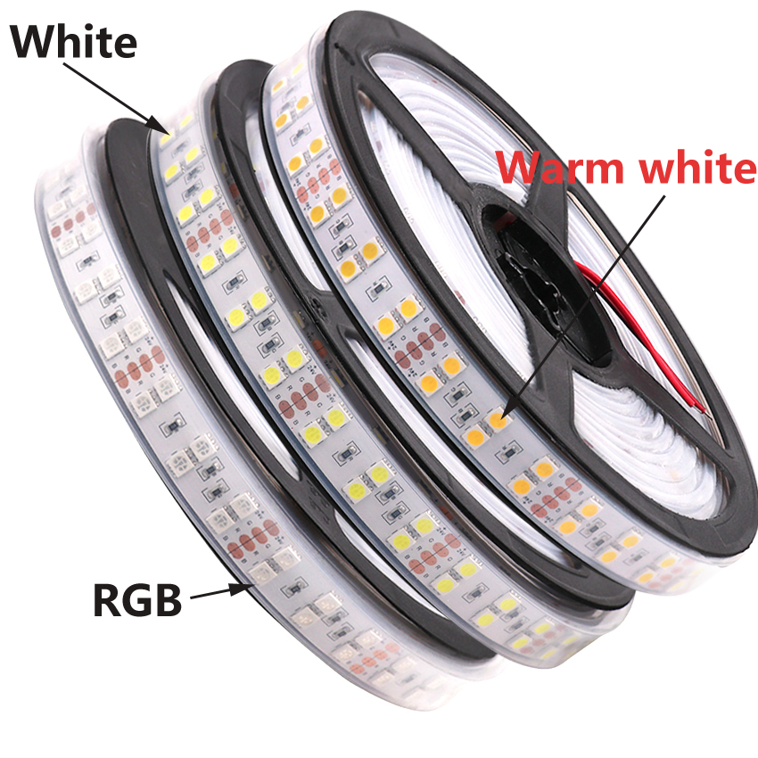 DC24v 120leds/m RGB led strip 5050 5m/reel double row warm white/white led tape light