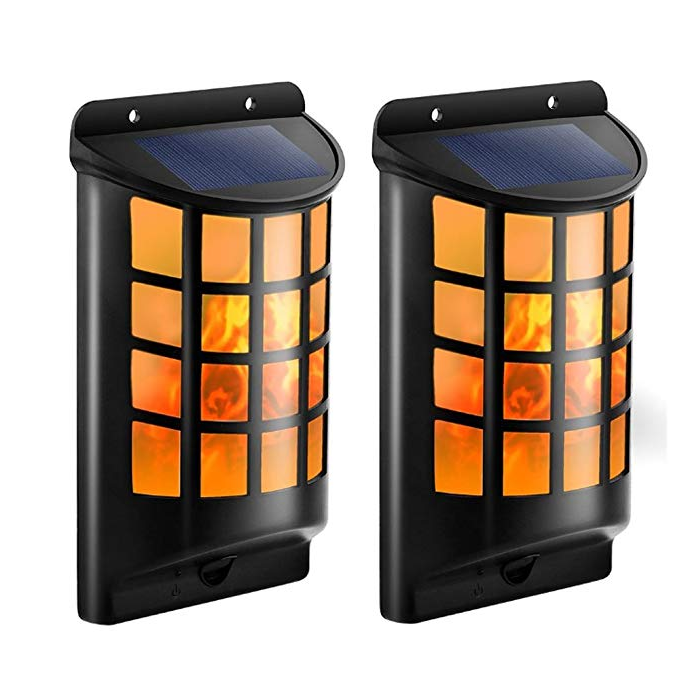 Solar Lights Waterproof Flickering Flames Wall Lights Outdoor Dark Sensor Auto On/Off Solar Powered Wall Mounted Night Lights