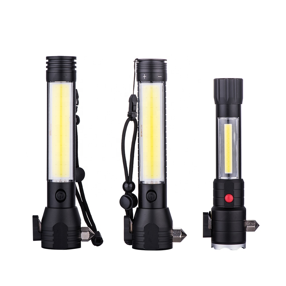 Multi-Function Safety Hammer COB Flashlight