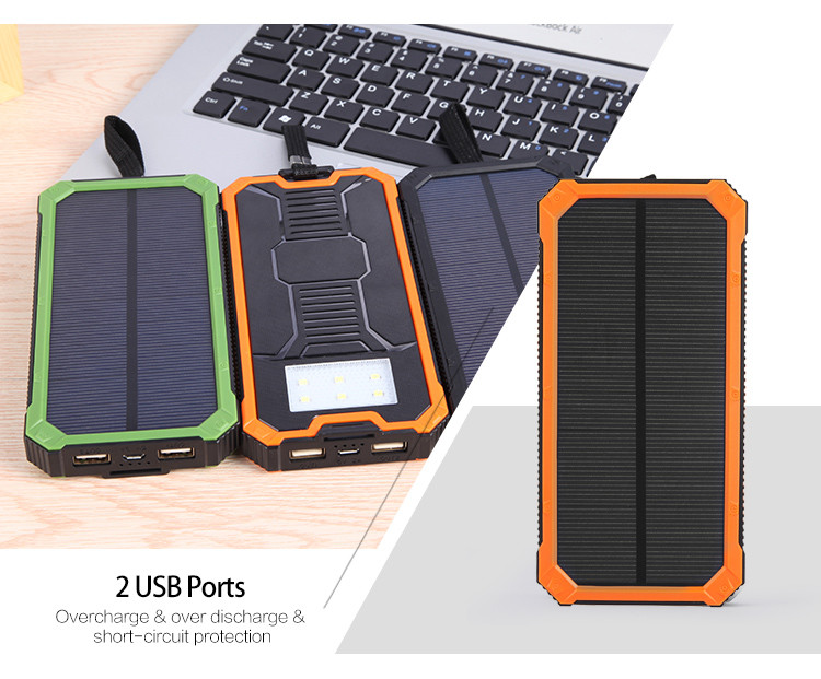 Stylish outdoor 15000mAh external battery portable off grid fast charger solar powerbank