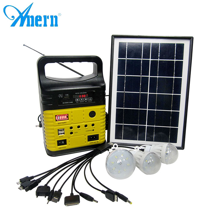 low price China 10W potable solar home energy generator with mini solar panel and lamp