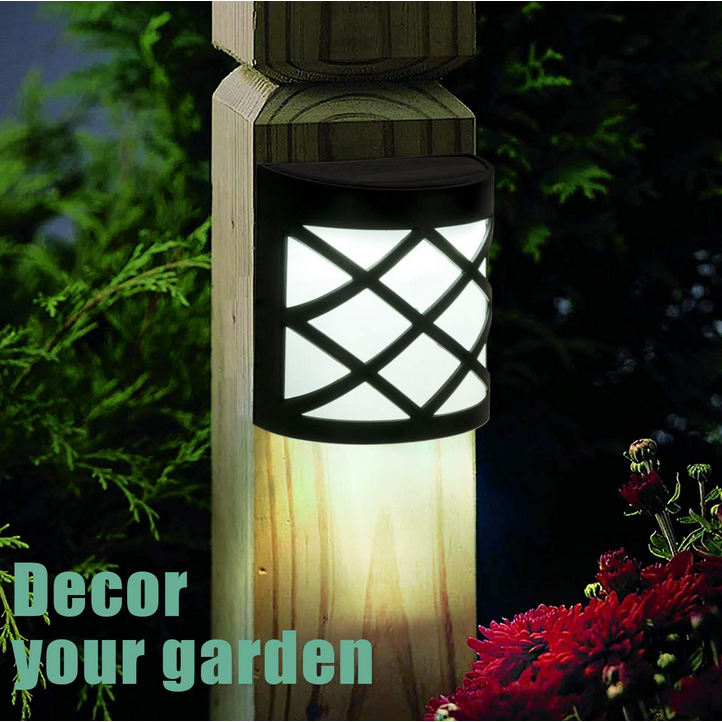 Solar Fence Lights, 6 LEDs Per Light, Waterproof Solar Wall Lights for Outdoor Deck, Patio, Stair, Yard, Path and Driveway