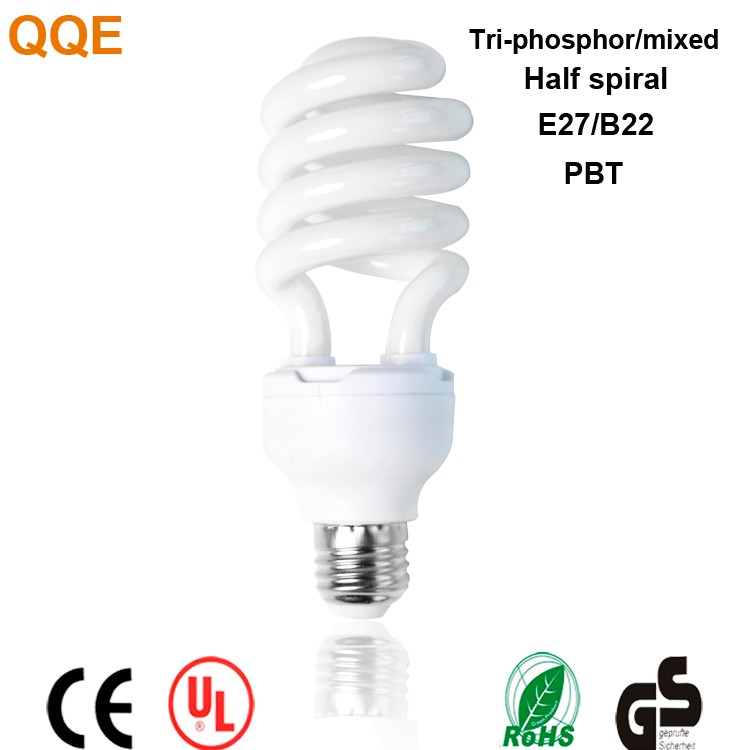 2017 new design 220V T4 30W half spiral cfl compact fluorescent light/energy saving lamp/energy saving bulb