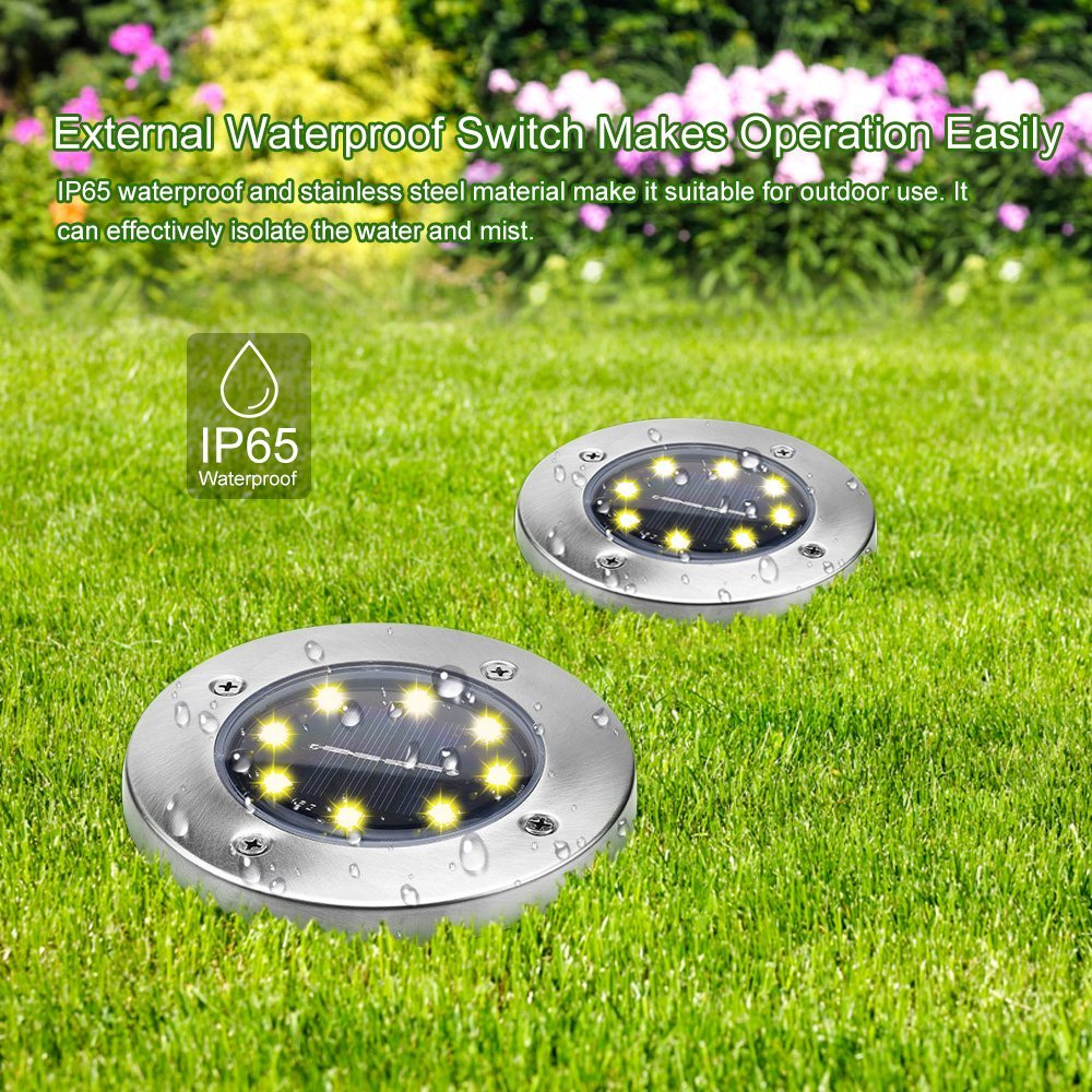 Stainless Steel Outdoor Path Way Garden Decking Light Solar Power Under Ground light