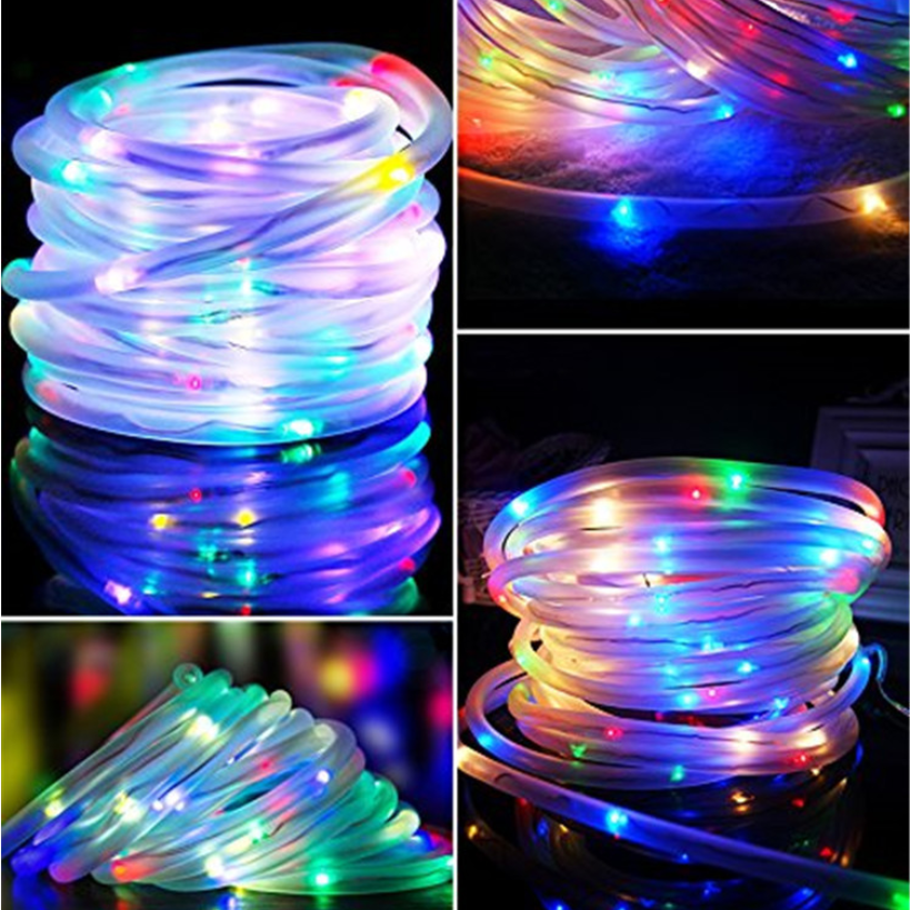 Explosion models solar lights string copper line rainbow tube lights outdoor 100LED Christmas tree garden lights