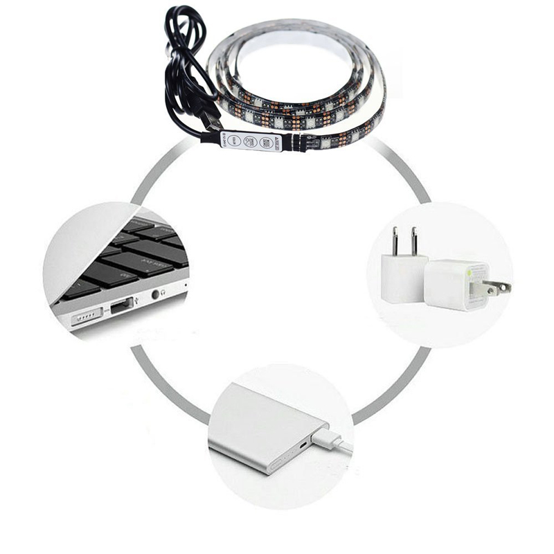 Waterproof FlexibleLED Strip Bias Lighting TV Backlight USB 5V 5050 Multicolor RGB LED Strip Light With RF 17Key Remote