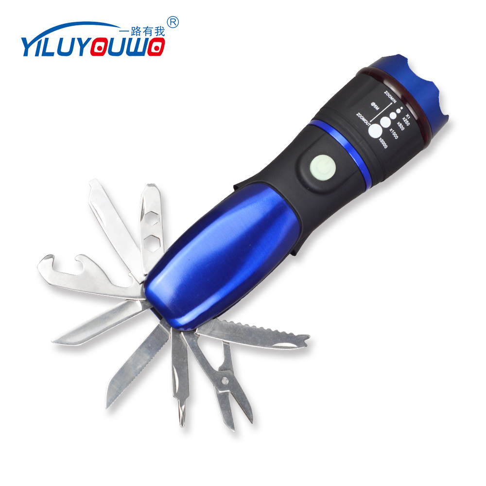 Hot Sale Promotional Product Gift High Power Battery Multi Function Tools LED Torch Light With Zoom Foucus For Outdoor