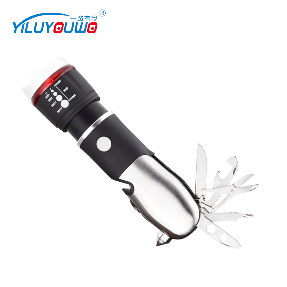 Hot Sale Promotional Product Gift Safety Hammer Multifunction Tools LED Emergency Flashlight With Battery For Camping