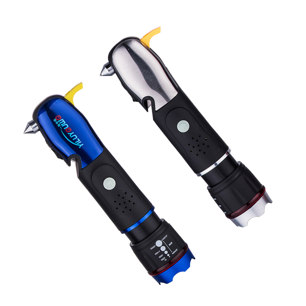 Newly Designed Seatbelt Cutter Alarm Multi Function Tools LED Torchlight With Emergency Hammer For Car