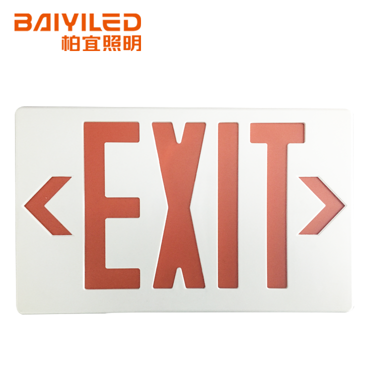 Red Exit Twin Head Bulkhead Sign Ce And Roh Garden Power Failure Emergency Light With Battery Backup 120 Volt