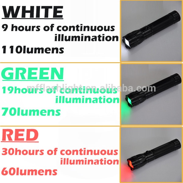 White red green three color 3w led railway flashlight signal light