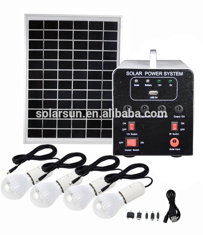 solar energy system with 60W solar panel and 4 pcs LED lamps to run DC fan/TV solar lighting kit charged by sunlight