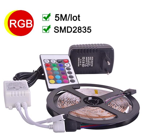 12V 5050 60SMD/M RGB LED Strip Light Kit + ir Remote Control 60leds/m ip20 5050 rgb wifi led strip kit 24v