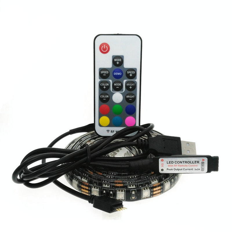 IP65 waterproof LED strip 5v TV backlight 0.5m 1m 1.5m 2m RGB 5050 waterproof lights USB led strip Led strip black pcb 5050 usb