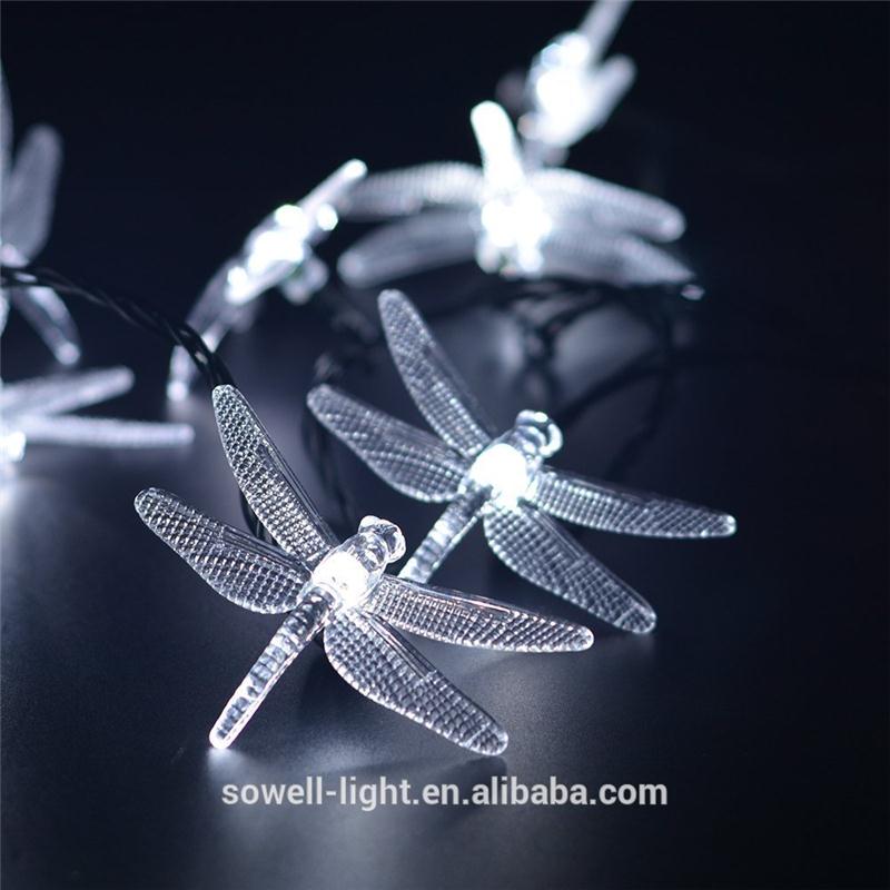 2017 new arrival colorful Solar Powered 30 dragonfly LED String Lights for Outdoor Xmas Christmas