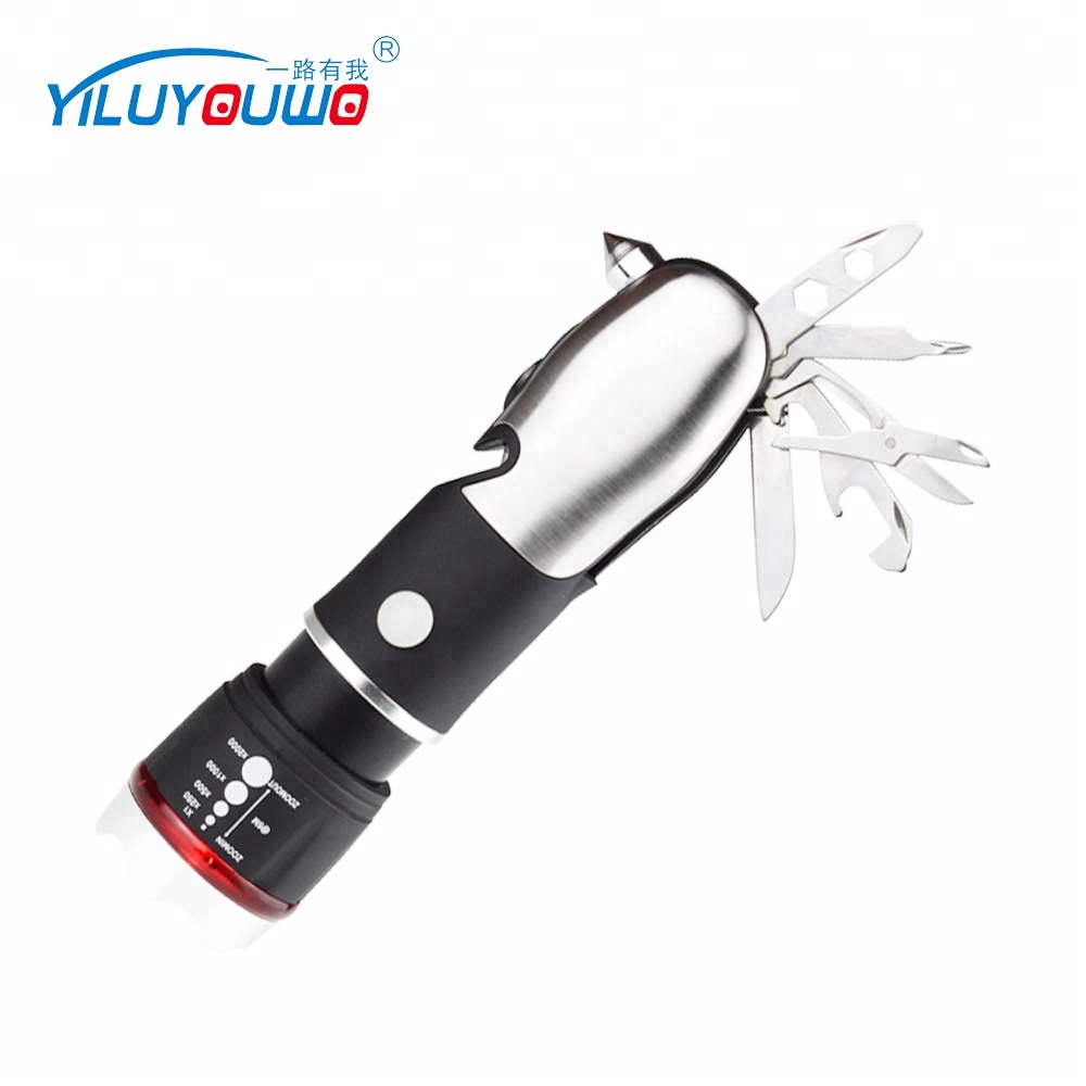 Hot Sale Promotional Product Gift Battery Emergency Flash Multifunction Tools Safety Hammer LED Flashlight For Camping