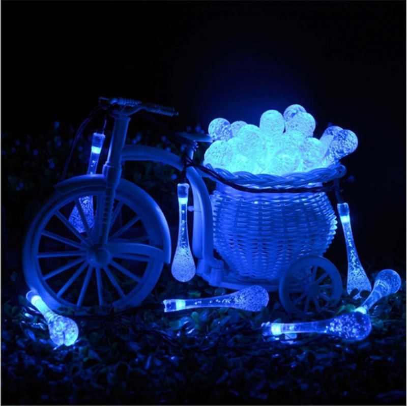 Solar Outdoor String Lights, 20ft 30 LED Water Drop Solar String Fairy Waterproof Lights Christmas Lights