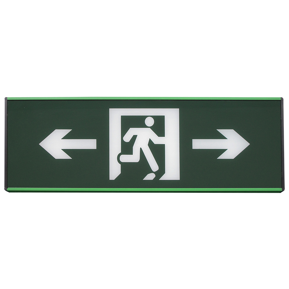 Double Faces emergency exit sign board with running man