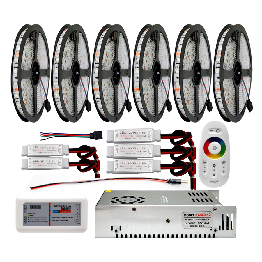 Promotion 180leds 6m 24v waterproof rgb 5050 flexible led light strip kit with power supply for cabinet decoration