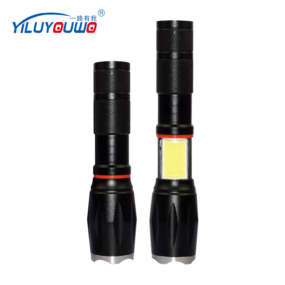 New Multipurpose Aluminum 18650 Rechargeable Battery Most Powerful Strong Light XML T6 LED Tactical Flashlight With Red COB