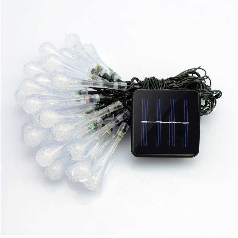 Solar powered 4.8 meters long water drop modeling fairy lights string for gardens, patio, lawn, yard, porch, camper