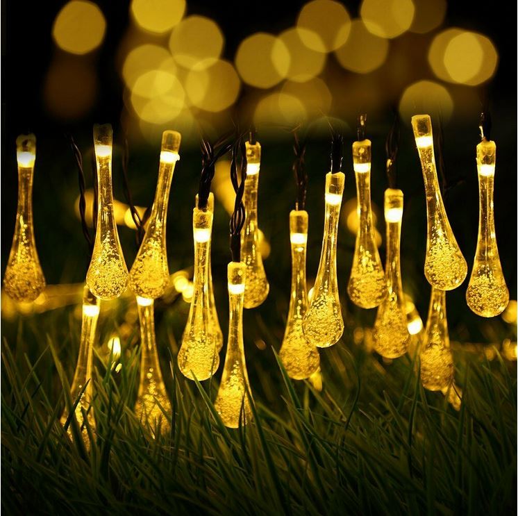 30led Solar Powered Fairy Lights Outdoor Water Drop Shape LED String Lights Christmas Party Garden Holiday Lighting Garlands