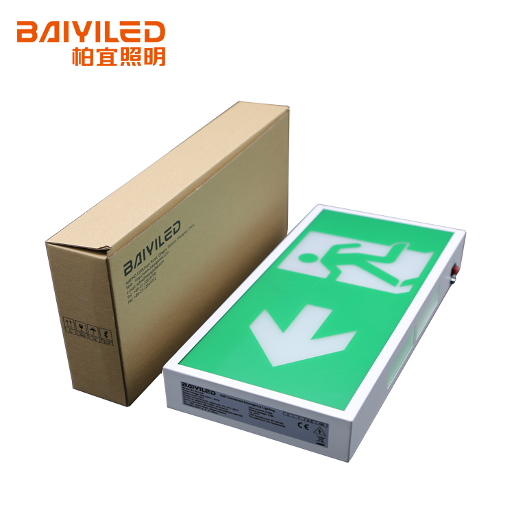 Rechargeable Emergency Light Green Fire Surface Edge Lit Led Exit Sign