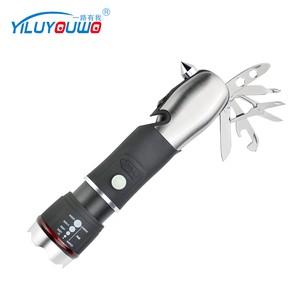 Rechargeable Multi-tool Led Flashlight high power manufactured multi-function auto emergency tools flashlight