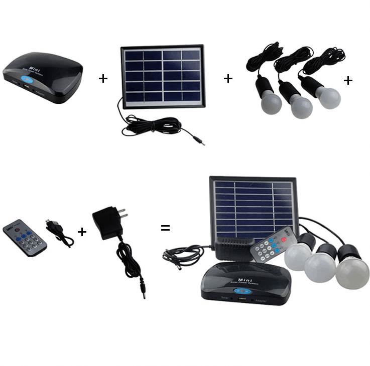 Outdoor Solar Home DC lighting Kits 3W mini solar power system