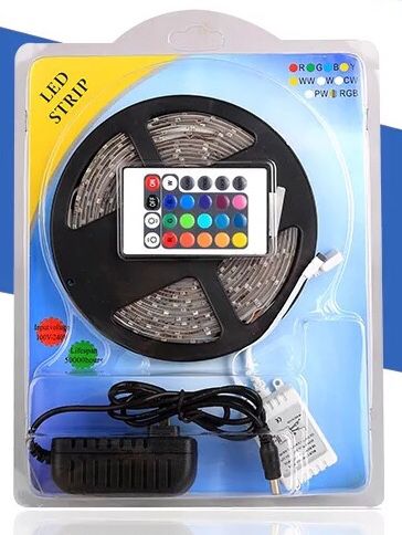 Led Strip Lighting 5M 16.4 Ft 5050 RGB 150LEDs Flexible Color Changing Full Kit with 44 Keys IR Remote Controller 12V