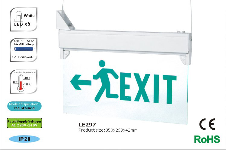 LE297 Rechargeable emergency LED lamp exit sign