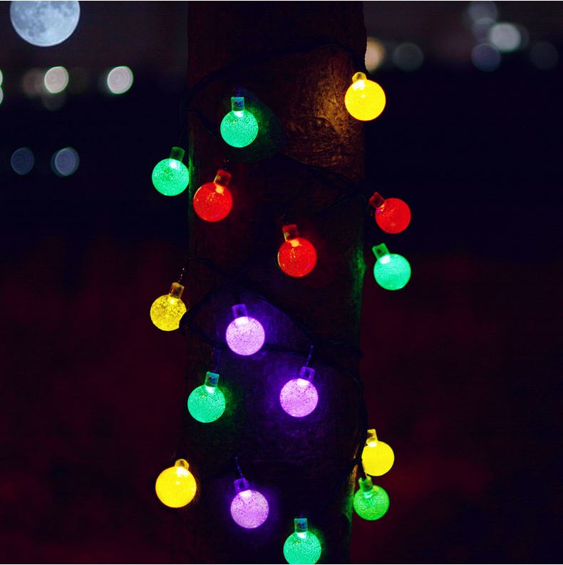 Christmas Solar String Light 20ft 30LED Fairy String Lights Bubble Crystal Ball Lights