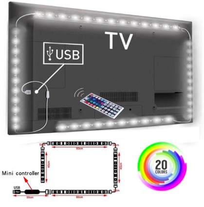 HOT!!! LED TV Backlight Kit Computer USB 5050 RGB LED Light Strip 5V TV Background Light set ip65 waterproof