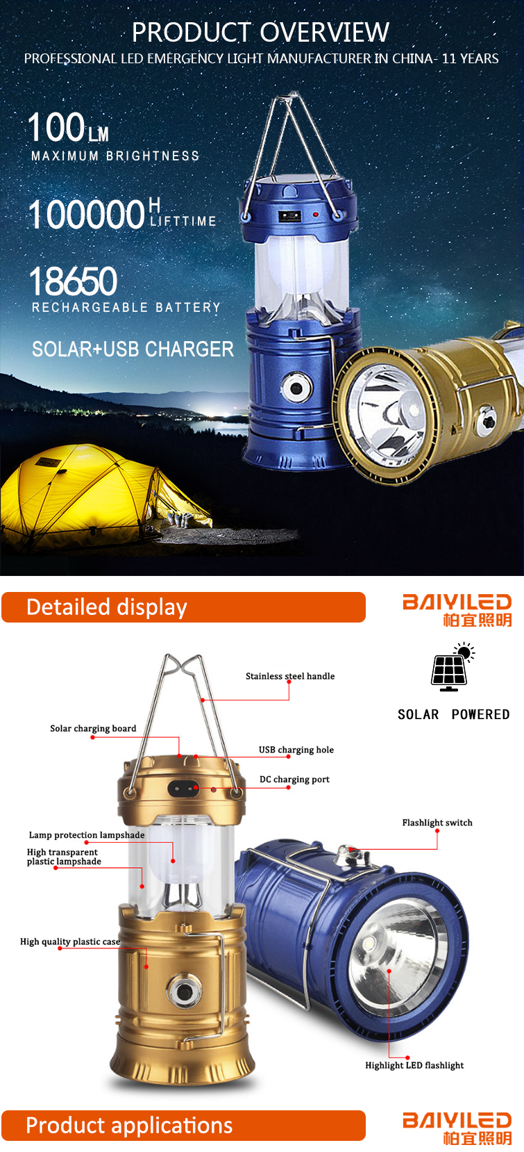 Tent Magnetic Portable Telescopic Camping Light