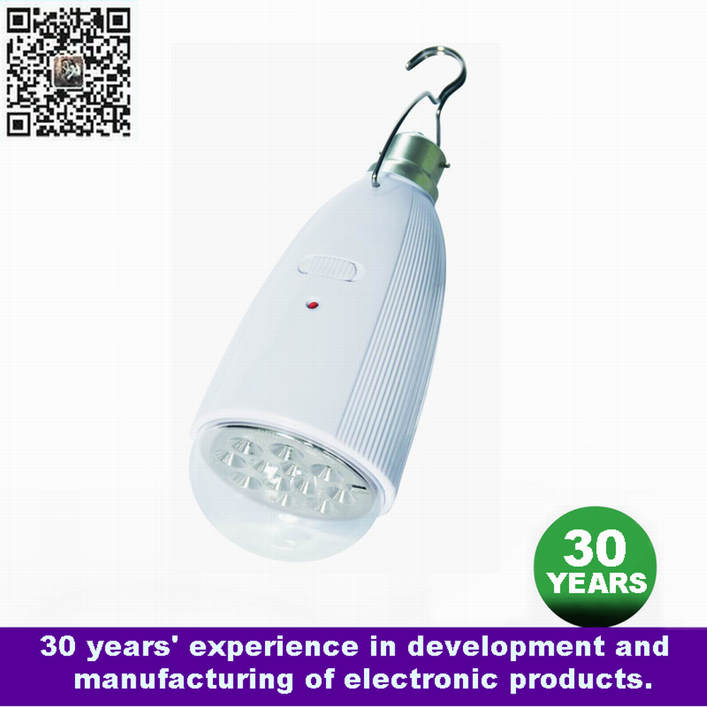 LED rechargeable emergency bulb lights, portable Lamp OEM ODM hanger hook insecure protection Camping Hiking AS-1401-12E