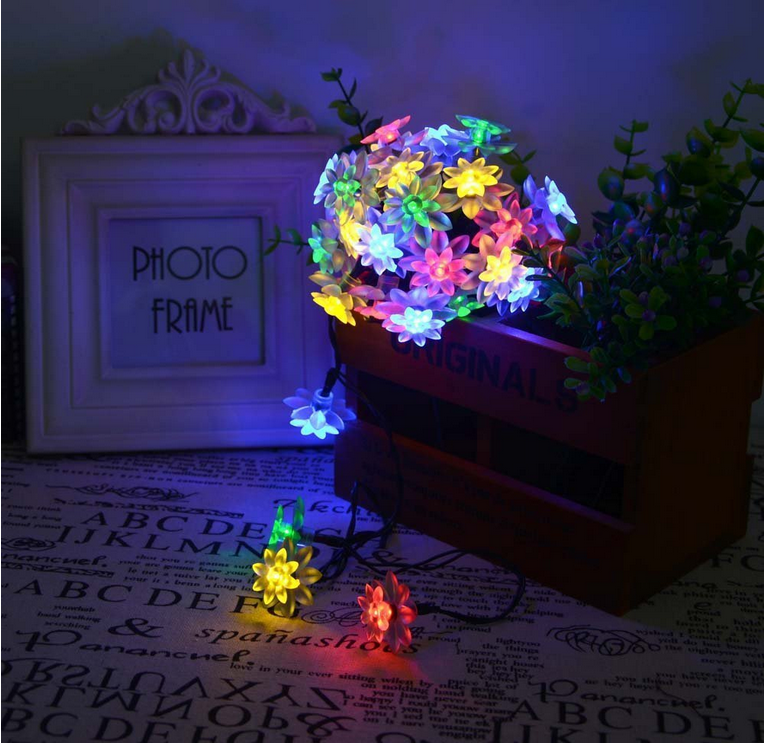 Solar String Lights 50 LED 8 Modes Waterproof Flower Garden Christmas lights for Outdoor Party Wedding Patio Holiday