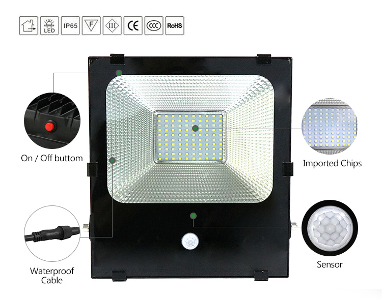 High brightness rgb rechargeable 100 watt led flood light