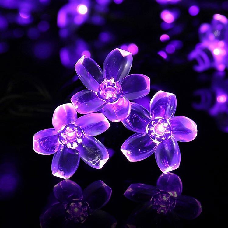 Festive or wedding artificial white trunk purple led light cherry blossol solar tree light