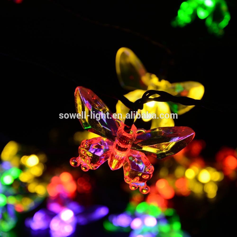 Holiday decoration garden lighting 30 led solar butterfly string lights