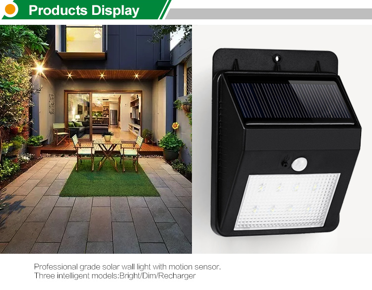 Saving energy outside solar motion sensor wall mounted lighting