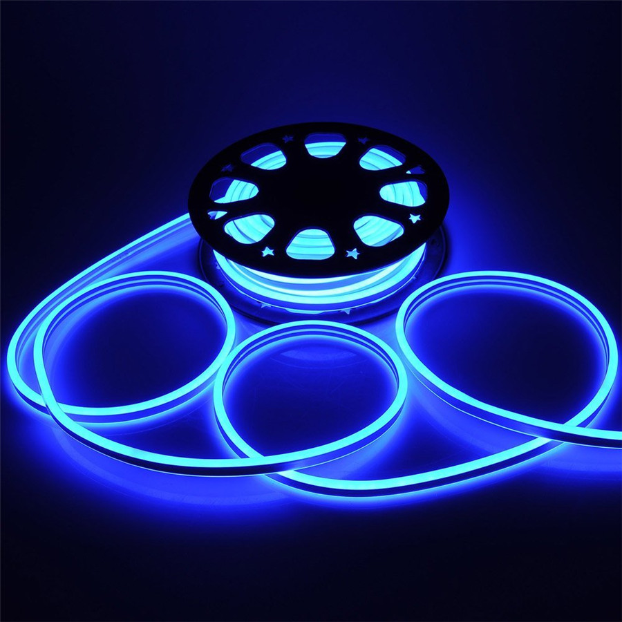 220V Flex LED Neon Rope Light RGB 5m 3m 1m 25m 50m 100m Indoor Outdoor for Holiday Party Valentine Decor Blue Yellow