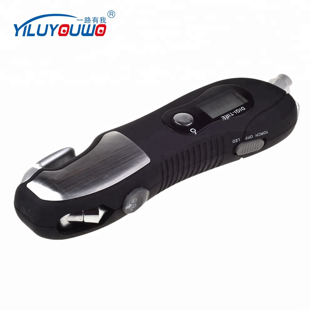 ABS Stainless Steel 3 Modes Flashlight With Pressure Measuring in Digital Tire Pressure Gauge