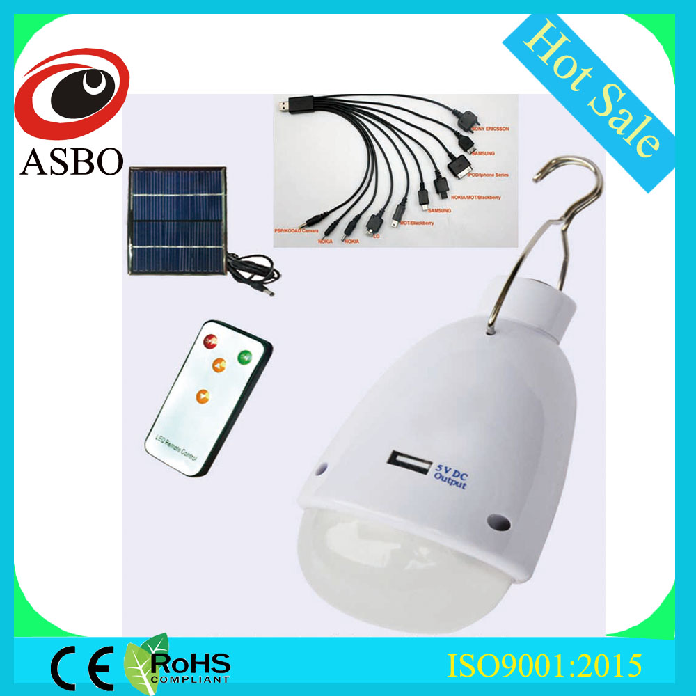 led solar light 800mah battery socket with usb solar bulb light