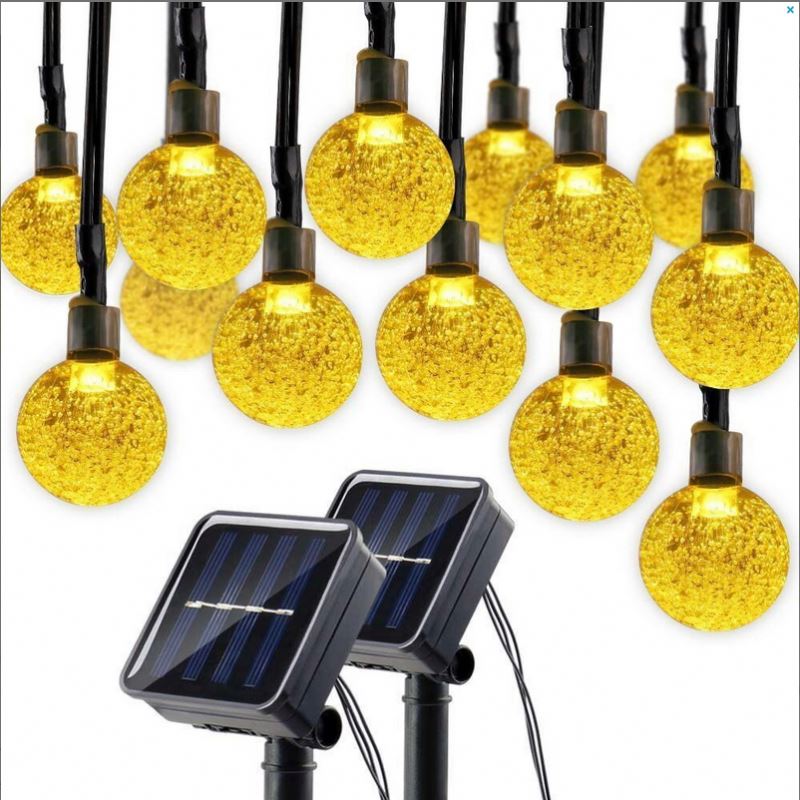 Globe Solar Christmas String Lights, 19.7ft 30 LED Fairy Crystal Ball Lights