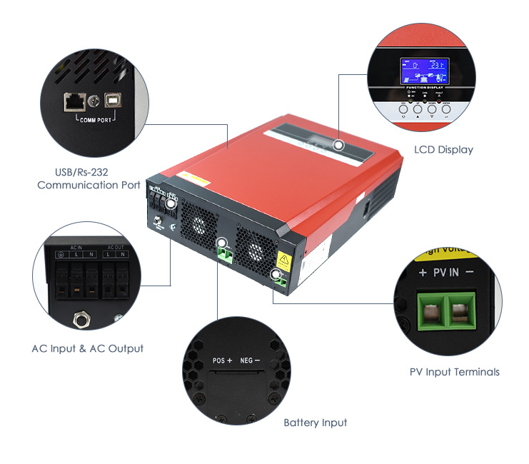 Pure Sine Wave 2kw 3kw 5kw 6kw 10kw hybrid solar inverter