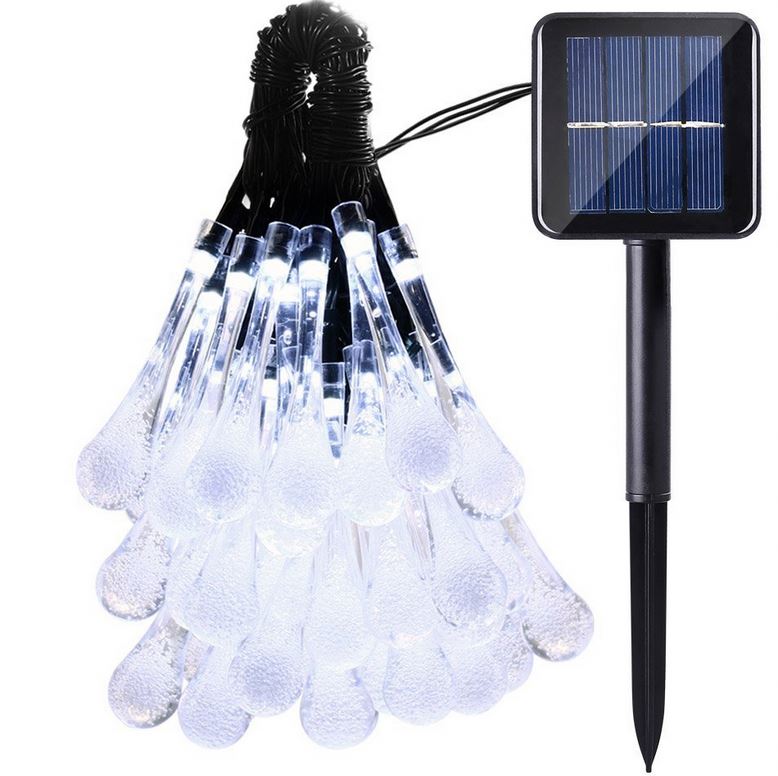 20 LED Raindrop Solar String Fairy Lights Water Drop Solar String Lights