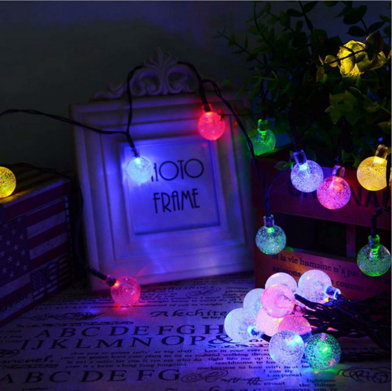 Solar 20LED silver iron art Morocco ball bell lamp string courtyard Christmas lantern outdoor decoration lamp string