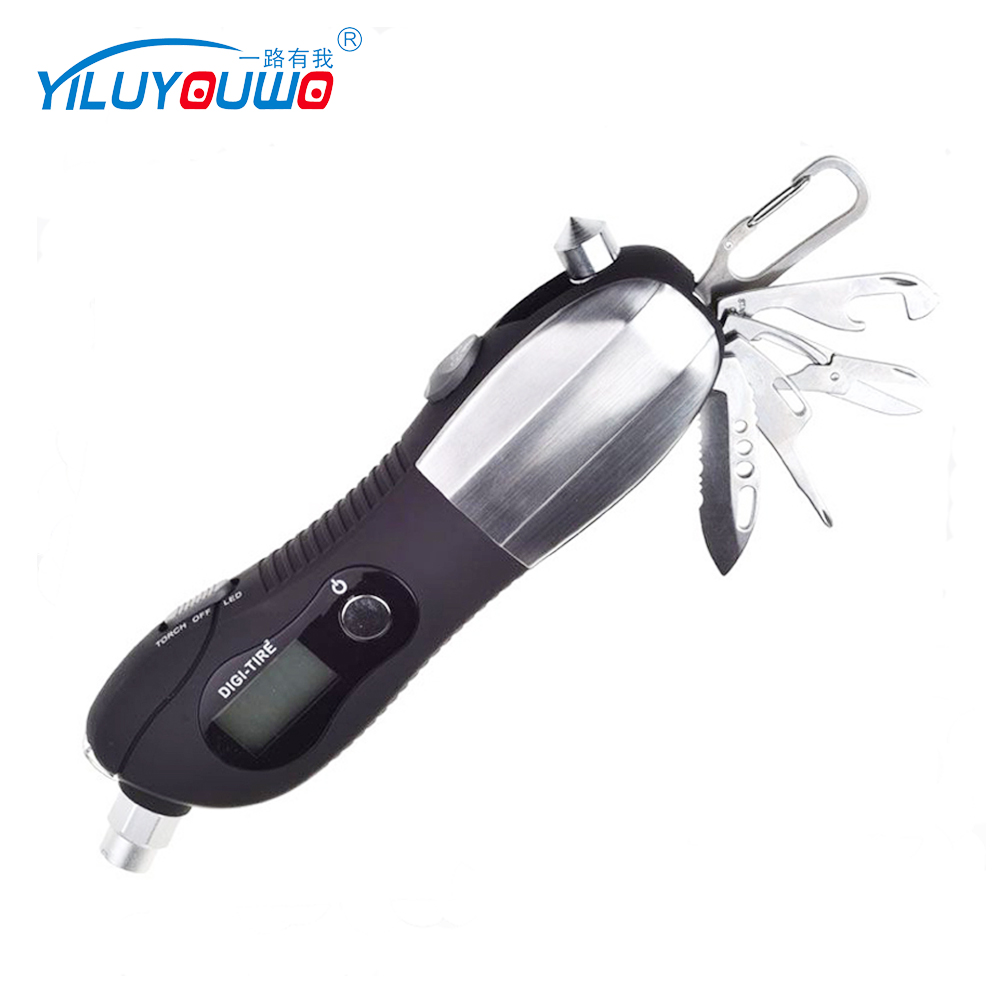 The Latest Design Products Multi-function Flashlight 2 *1.5 V Digital Tire Pressure Gauge